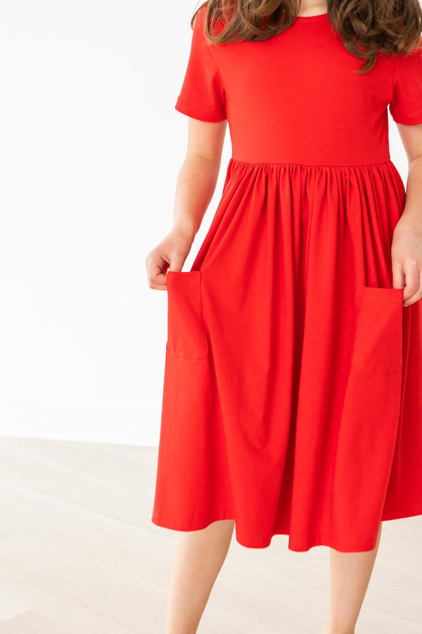 red-s-s-pocket-twirl-dress Mila &  Rose - Sophia's Style-Red S/S Pocket Twirl Dress-6-12M--1